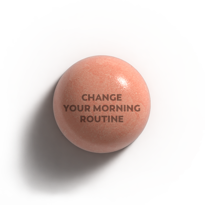 Bubble shaped image with text: change your morning routine