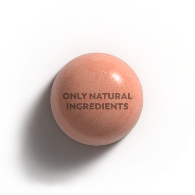 Bubble shaped image with text: only natural ingredients